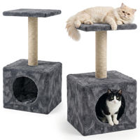 Produktbild von BE-Active Kratzbaum für Katzen mit Katzenhaus und Plattform, 60 cm hoch, Grau, Plüsch/Sisal