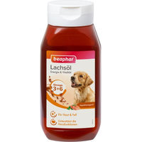 Produktbild von Beaphar Lachsöl Nahrungsergänzung für Hunde und Katzen mit Omega-3 zur Unterstützung von Haut und Fell 430 ml - 430 ml