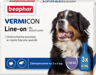 Produktbild von Beaphar Vermicon Line-On Spot-On Tropfen gegen Flöhe und Zecken für große Hunde 3x4,5 ml