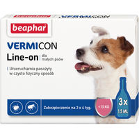 Produktbild von Beaphar Vermicon Line-On Spot-On Tropfen gegen Flöhe und Zecken für kleine Hunde und Welpen 3x1,5 ml