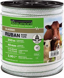 Produktbild von Beaumont Classic Elektrozaunband aus Edelstahl in Weiß oder Grün - 200 m