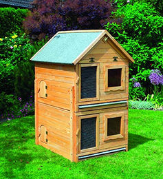 Produktbild von Beauty.Scouts Outdoor Dino Collection Kleintiervilla Klopfer aus Holz für Kaninchen und Meerschweinchen, Kiefer Natur Braun, 99 x 82 x 140 cm