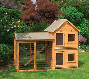 Produktbild von Beauty.Scouts Outdoor Dino Collection Kleintiervilla Klopfer aus Kiefernholz für Kaninchen und Meerschweinchen, wasserabweisend, 179,5x101x140cm