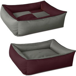 BedDog 2in1 Hundebett MAX Quattro aus Cordura in Cherry-Rock Bordeaux-Grau Größe L – Bild 1 von 7