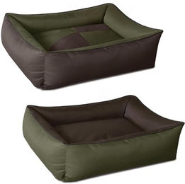 BedDog 2in1 Hundebett MAX Quattro aus Cordura mit Rand, Hundesofa für drinnen und draußen, Größe L, grün-braun – Bild 1 von 7
