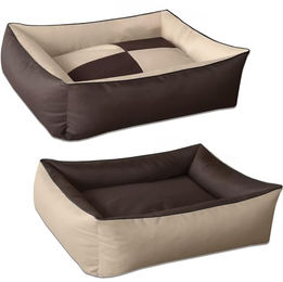 BedDog 2in1 Hundebett MAX Quattro aus Cordura, waschbares Hundesofa für drinnen und draußen, Größe L, Melange Beige-Braun – Bild 1 von 7