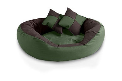 BedDog 4in1 Hundebett SABA Wende-Hundekissen oval-rund abwischbar Größe L Grün-Braun - 1 Stk. – Bild 1 von 6
