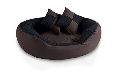 BedDog 4in1 Hundebett SABA Wende-Hundekissen oval-rund abwischbar Größe L Mocca schwarz-braun - 1 Stk. – Bild 1 von 6