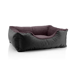 BedDog Hundebett aus flauschigem Velours für kleine Hunde mit abziehbarer waschbarer Bezug Schwarz-Braun Größe S – Bild 1 von 7