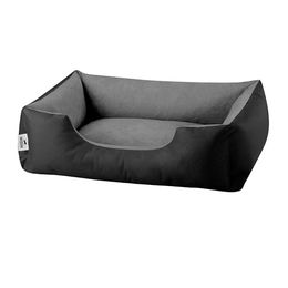 BedDog Hundebett LUPI Hundekissen für kleine Hunde aus Velours mit abziehbarem waschbarem Bezug Größe S Schwarz-Grau - 1 Stk. – Bild 1 von 10
