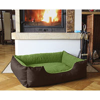 Produktbild von BedDog Hundebett LUPI Hundekissen für kleine Hunde mit abziehbarem waschbarem Veloursbezug Größe S Braun-Grün