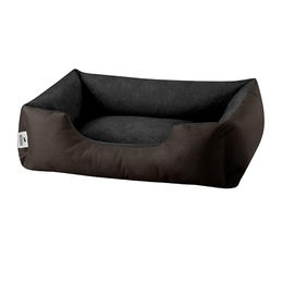 BedDog Hundebett LUPI Hundekissen für kleine Hunde mit abziehbarem waschbarem Veloursbezug Größe S Braun-Schwarz – Bild 1 von 10