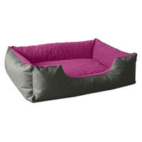 Produktbild von BedDog Hundebett LUPI Hundekissen für kleine Hunde mit abziehbarem waschbarem Veloursbezug Größe S Grau-Pink