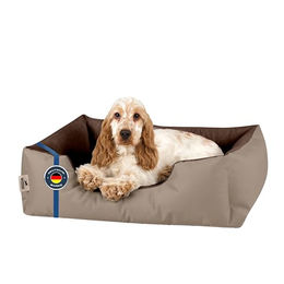 BedDog Hundebett LUPI Hundekissen für kleine Hunde mit abziehbarem waschbarem Veloursbezug in Beige-Braun Größe S – Bild 1 von 10
