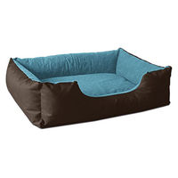 Produktbild von BedDog Hundebett LUPI Hundekissen für kleine Hunde mit abziehbarem waschbarem Veloursbezug S Braun-Blau