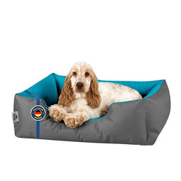 BedDog Hundebett LUPI Hundekissen für kleine Hunde mit abziehbarer waschbarer Velours-Bezug in Grau-Blau Größe S – Bild 1 von 10