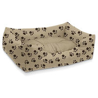 Produktbild von BedDog Hundebett Mimi Beige mit Pfoten aus Microfaser-Velours Größe M - 1 Stk.