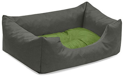 BedDog Hundebett Mimi Hundesofa aus Cordura und Microfaser-Velours grau-grün Größe S – Bild 1 von 6