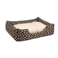 Produktbild von BedDog Hundebett Mimi Hundesofa aus Cordura und Microfaser-Velours in Braun-Beige mit Pfotenmuster Größe S