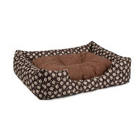 Produktbild von BedDog Hundebett Mimi Hundesofa aus Cordura und Microfaser-Velours in Braun mit Pfoten, Größe S