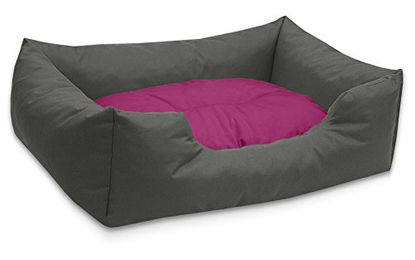 BedDog Hundebett Mimi XL Hundesofa aus Cordura und Microfaser-Velours grau-pink – Bild 1 von 6