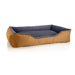 Produktbild von BedDog Hundebett Teddy Hundesofa aus Cordura und Microfaser-Velours in Gold-Grau Größe XXL