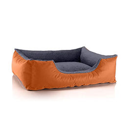 BedDog Hundebett Teddy Hundesofa aus Cordura und Microfaser-Velours in Orange-Grau Größe L – Bild 1 von 4
