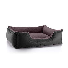 BedDog Hundebett Teddy Hundesofa aus Cordura und Microfaser-Velours in Schwarz-Braun Größe L – Bild 1 von 4