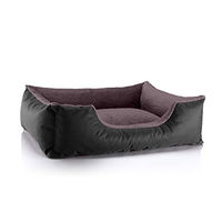 Produktbild von BedDog Hundebett Teddy Hundesofa aus Cordura und Microfaser-Velours in Schwarz-Braun Größe L