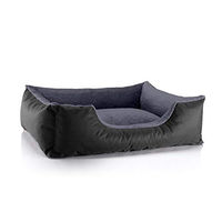 Produktbild von BedDog Hundebett Teddy Hundesofa aus Cordura und Microfaser-Velours in Schwarz-Grau Größe L
