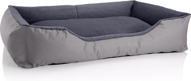 Produktbild von BedDog Hundebett TEDDY Hundesofa aus Plüsch mit Rand in Grau und waschbarem Hundekissen