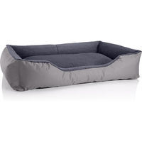 Produktbild von BedDog Hundebett TEDDY Hundesofa aus Plüsch mit Rand in Grau und waschbarem Hundekissen