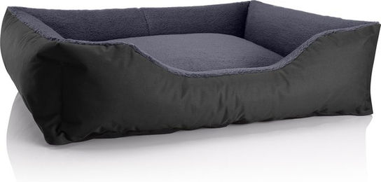 Produktbild von BedDog Hundebett TEDDY Hundesofa aus Plüsch mit Rand in Grau und waschbarem Hundekissen