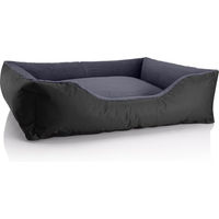 Produktbild von BedDog Hundebett TEDDY Hundesofa aus Plüsch mit Rand in Grau und waschbarem Hundekissen