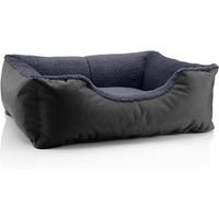Produktbild von BedDog Hundebett TEDDY Hundesofa aus Plüsch mit Rand in Schwarz und waschbarem Hundekissen