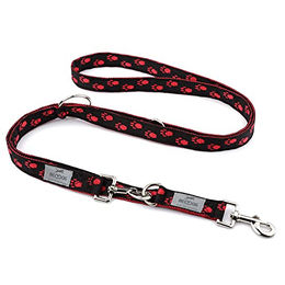 BedDog Hundeleine Spike Doppelleine aus Nylon rot/schwarz 2m - 2 m – Bild 1 von 7