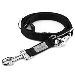 BedDog Hundeleine Spike verstellbare Doppelleine aus Polyester und Edelstahl für mittel- und großwüchsige Hunde 2m Schwarz - 2 m – Bild 1 von 9