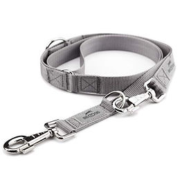 BedDog Hundeleine Willy Doppel-Leine verstellbar Grau für mittelgroße und große Hunde 2m - 2 m – Bild 1 von 9