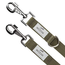 BedDog Hundeleine Willy Doppelleine verstellbar aus Polyester und Edelstahl für mittel- und großwüchsige Hunde 2m Khaki - 2 m – Bild 1 von 8