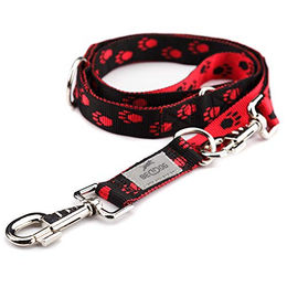 BedDog Hundeleine Willy verstellbare Doppel-Leine aus Polyester und Edelstahl für mittel- und großwüchsige Hunde rot/schwarz 2m - 2 m – Bild 1 von 8