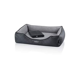 BedDog Premium Orthopädisches Hundebett WUFFI aus Kunstleder mit abnehmbarem Bezug in Grau Größe L – Bild 1 von 5