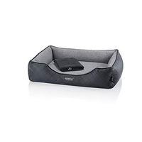 Produktbild von BedDog Premium Orthopädisches Hundebett WUFFI aus Kunstleder mit abnehmbarem Bezug in Grau Größe L