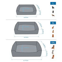 BedDog Premium Orthopädisches Hundebett WUFFI aus Kunstleder mit abnehmbarem Bezug in Grau Größe L – Bild 1 von 5