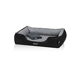 BedDog Premium Orthopädisches Hundebett WUFFI aus Kunstleder mit abnehmbarem Bezug in Schwarz/Grau Größe L – Bild 1 von 5