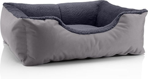 Produktbild von BedDog TEDDY Hundebett aus Plüsch mit Rand in Grau und waschbarem Hundekissen