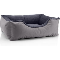 Produktbild von BedDog TEDDY Hundebett aus Plüsch mit Rand in Grau und waschbarem Hundekissen