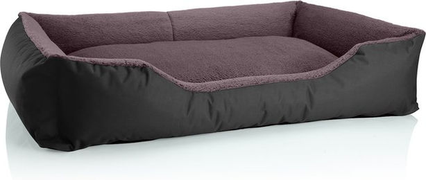 BedDog TEDDY Hundebett aus Plüsch mit Rand und Kissen in Grau – Bild 1 von 1