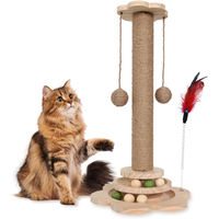 Produktbild von bedee 4-in-1 Kratzbaum aus Holz für Katzen und Katzenwelpen mit Sisalkugeln und Sisal-Hängebällen