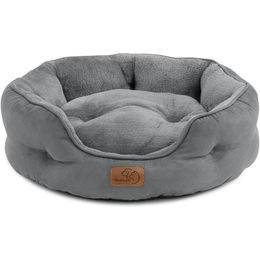 Bedsure Katzenbett aus Plüsch mit Kissen grau waschbar 51x48x15cm – Bild 1 von 7