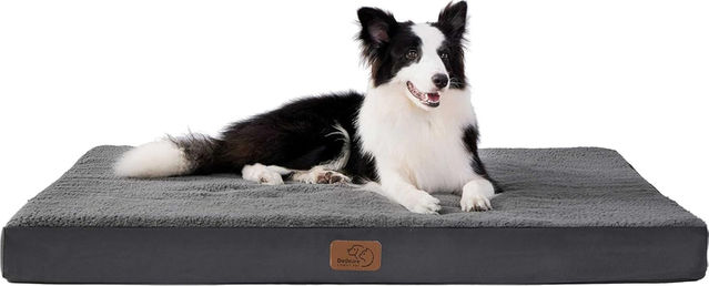 Bedsure Noppenschaum-Hundebett mit wirbelsäulenstützender ComfortNurle-Liegefläche für kleine, mittelgroße und große Hunde, Grau, 90 x 70 cm – Bild 1 von 1